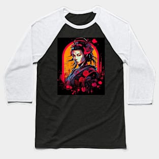 Female Cyberpunk Samurai Baseball T-Shirt